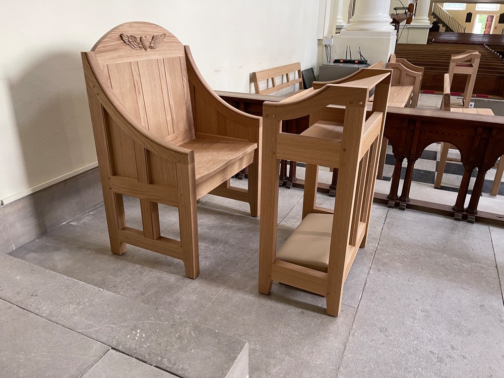 Presider's chair and prayer desk